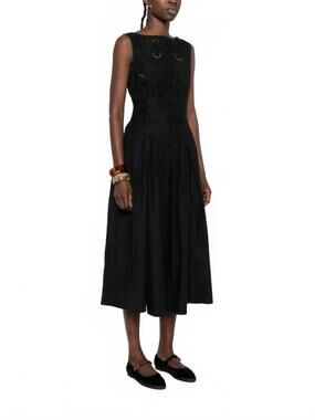NEW STINE GOYA women's embroidered midi dress in black